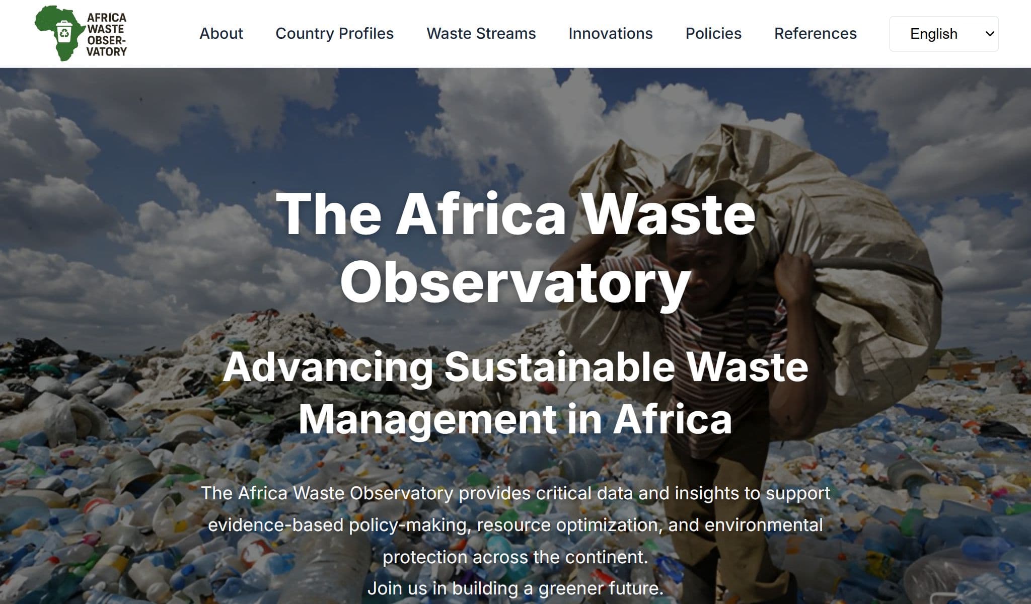 Africa Waste Observatory platform interface